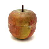 Earliest Painted Treen Apple Box with Carved Stem, Beautifully Worn and Weathered