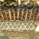 Flowers in Basket, Large 19th C. Theorem-esque Chenille Stumpwork Embroidery on Silk