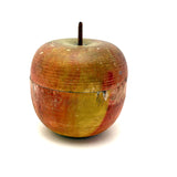 Earliest Painted Treen Apple Box with Carved Stem, Beautifully Worn and Weathered