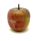 Earliest Painted Treen Apple Box with Carved Stem, Beautifully Worn and Weathered