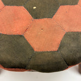 Sweet, Much Loved Antique Three Legged Stool with Yellow Painted Legs and Piecework Cover