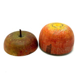 Earliest Painted Treen Apple Box with Carved Stem, Beautifully Worn and Weathered