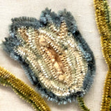 Flowers in Basket, Large 19th C. Theorem-esque Chenille Stumpwork Embroidery on Silk