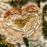 Flowers in Basket, Large 19th C. Theorem-esque Chenille Stumpwork Embroidery on Silk