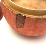 Earliest Painted Treen Apple Box with Carved Stem, Beautifully Worn and Weathered