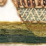 Flowers in Basket, Large 19th C. Theorem-esque Chenille Stumpwork Embroidery on Silk
