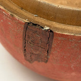 Earliest Painted Treen Apple Box with Carved Stem, Beautifully Worn and Weathered