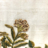 Flowers in Basket, Large 19th C. Theorem-esque Chenille Stumpwork Embroidery on Silk