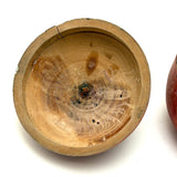Earliest Painted Treen Apple Box with Carved Stem, Beautifully Worn and Weathered
