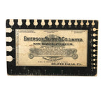 Excellent Graphics 19th C. Emerson Smith & Co Saws Trade Card with Gauge and Ruler