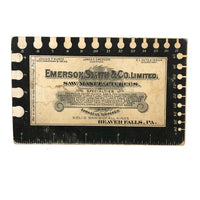 Excellent Graphics 19th C. Emerson Smith & Co Saws Trade Card with Gauge and Ruler