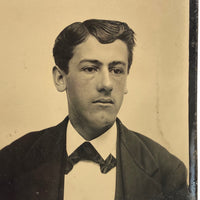 Super Crisp Hand-tinted 19th C. Tintype Portrait of Handsome and Moody Young Man