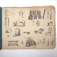 Lucy Jones' Mid 19th C. Sketchbooks (2) Filled with Graphite Drawings