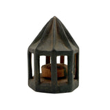 Unusual Old Architectural Whimsy Carving in Crusty Dark Green Paint