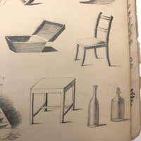 Lucy Jones' Mid 19th C. Sketchbooks (2) Filled with Graphite Drawings