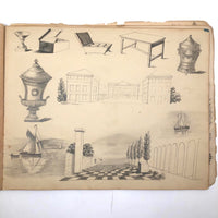 Lucy Jones' Mid 19th C. Sketchbooks (2) Filled with Graphite Drawings