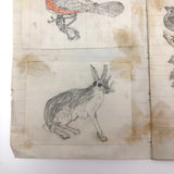 Very Sweet 19th C. Handmade Notebook with Lots of Animal Drawings