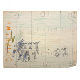 Another Excellent c. 1960s Naive Football Drawing: DOLPHINS