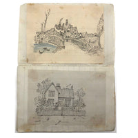 Very Sweet 19th C. Handmade Notebook with Lots of Animal Drawings