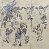 Another Excellent c. 1960s Naive Football Drawing: DOLPHINS