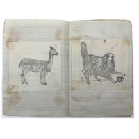 Very Sweet 19th C. Handmade Notebook with Lots of Animal Drawings