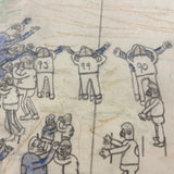Another Excellent c. 1960s Naive Football Drawing: DOLPHINS