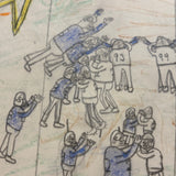 Another Excellent c. 1960s Naive Football Drawing: DOLPHINS