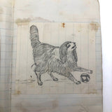 Very Sweet 19th C. Handmade Notebook with Lots of Animal Drawings