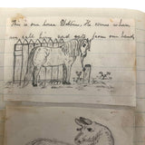 Very Sweet 19th C. Handmade Notebook with Lots of Animal Drawings