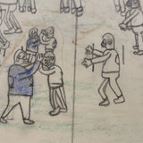 Another Excellent c. 1960s Naive Football Drawing: DOLPHINS
