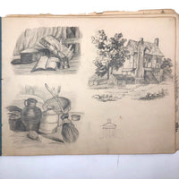 Lucy Jones' Mid 19th C. Sketchbooks (2) Filled with Graphite Drawings