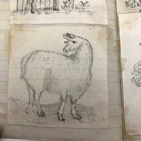 Very Sweet 19th C. Handmade Notebook with Lots of Animal Drawings