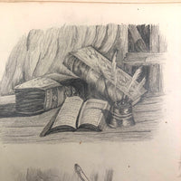 Lucy Jones' Mid 19th C. Sketchbooks (2) Filled with Graphite Drawings