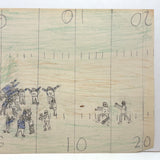 Another Excellent c. 1960s Naive Football Drawing: DOLPHINS