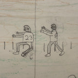 Another Excellent c. 1960s Naive Football Drawing: DOLPHINS