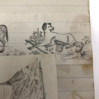 Very Sweet 19th C. Handmade Notebook with Lots of Animal Drawings