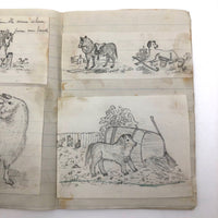 Very Sweet 19th C. Handmade Notebook with Lots of Animal Drawings