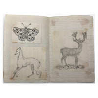 Very Sweet 19th C. Handmade Notebook with Lots of Animal Drawings