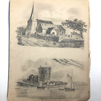 Lucy Jones' Mid 19th C. Sketchbooks (2) Filled with Graphite Drawings