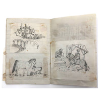 Very Sweet 19th C. Handmade Notebook with Lots of Animal Drawings