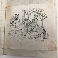 Very Sweet 19th C. Handmade Notebook with Lots of Animal Drawings