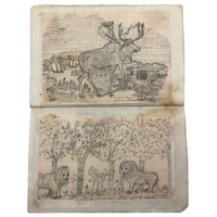 Very Sweet 19th C. Handmade Notebook with Lots of Animal Drawings