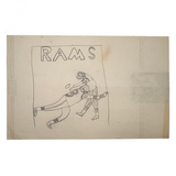 Another Excellent c. 1960s Naive Football Drawing: RAMS