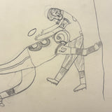 Another Excellent c. 1960s Naive Football Drawing: RAMS