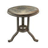 Much Sat Upon Antique Iron Milking Stool in Old White Paint