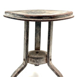 Much Sat Upon Antique Iron Milking Stool in Old White Paint