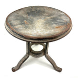 Much Sat Upon Antique Iron Milking Stool in Old White Paint