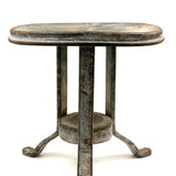 Much Sat Upon Antique Iron Milking Stool in Old White Paint