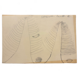 Two Spiky Trees, Creature on Branch, New Favorite Child's Graphite Drawing, by Laverne Lovell