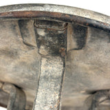 Much Sat Upon Antique Iron Milking Stool in Old White Paint
